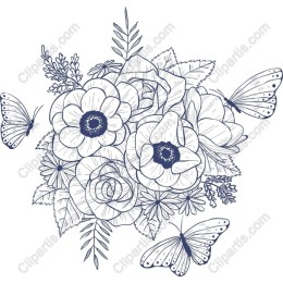 Floral Bouquet with Butterflies