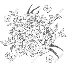 Elegant Hand-Drawn Floral Bouquet
