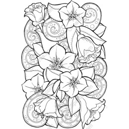 Floral Coloring Template - Intricate Flower