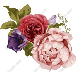 Vintage Floral with Roses and Foliage