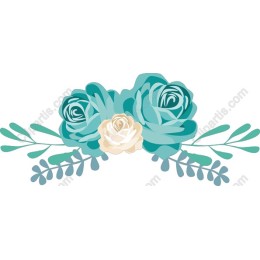 Teal and White Floral Rose