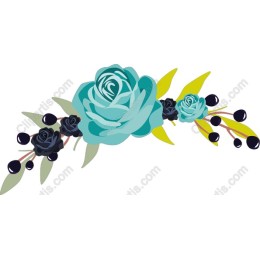 Teal & Black Rose Floral