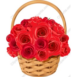 Vibrant Red Roses Basket