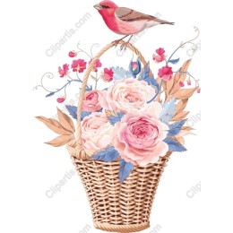Charming Floral Basket with Songbird