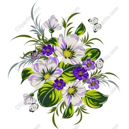 Vibrant Floral Bouquet with Butterflies