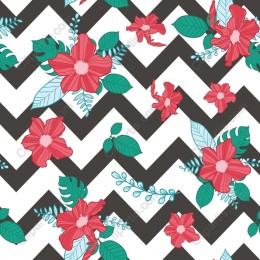 Vibrant Floral Chevron Pattern