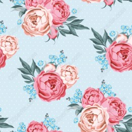 Elegant Peony and Forget-Me-Not Seamless Pattern