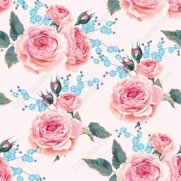 Floral Elegance: Pink Roses and Blue Forget-Me-Nots Pattern