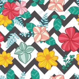 Vibrant Floral Chevron Pattern