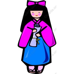 Whimsical Japanese Girl in Kimono
