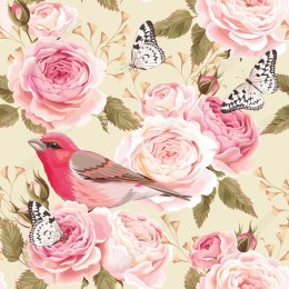 Charming Floral with Pink Roses and Butterflies