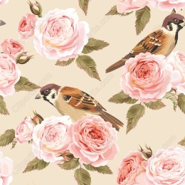 Charming Sparrow and Rose Floral