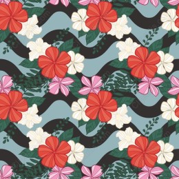 Tropical Hibiscus Floral Pattern