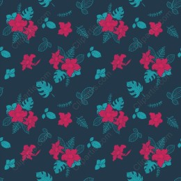 Vibrant Floral Pattern - Magenta and Turquoise