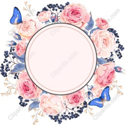 Elegant Floral Frame with Butterflies