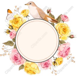Elegant Floral Frame with Birds and Butterflies