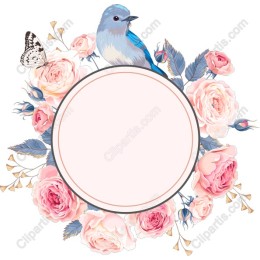 Elegant Bluebird and Floral Circle