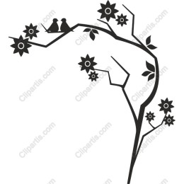 Lovebirds on Floral Branch