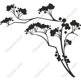 Stylized Branch with Foliage and Berries