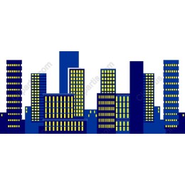 Urban Skyline in Blue and Yellow
