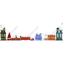 Colorful Winter Village Skyline