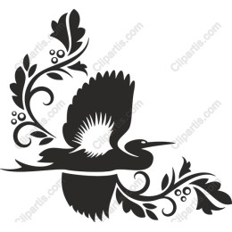 Elegant Bird in Flight with Floral Accents