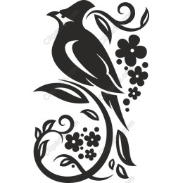 Elegant Bird with Floral Accents