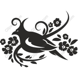 Floral Elegance: Stylized Bird