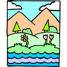 Vibrant Hand-Drawn Nature Landscape