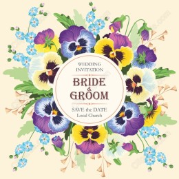 Romantic Floral Wedding Invitation - Bride & Groom