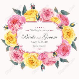 Floral Wedding Invitation - Bride and Groom