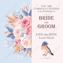 Whimsical Floral Wedding Invitation