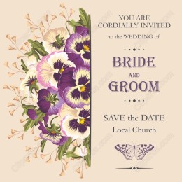 Pansy Floral Wedding Invitation