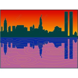 New York City Skyline - Statue of Liberty & Twin Towers