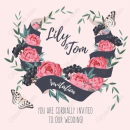 Floral Wedding Invitation - Lily & Tom