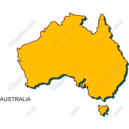 Australia Map in Bright Yellow