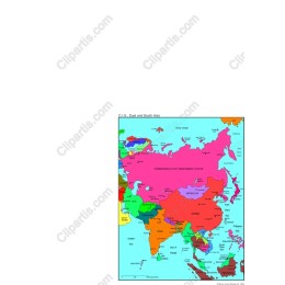 East and South Asia Colorful Map