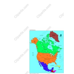 North America Colorful Map