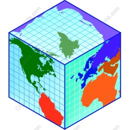 3D Cube World Map