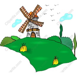 Whimsical Windmill Landscape