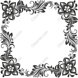 Elegant Black and White Floral Frame