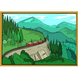 Mountainous Journey: Red Train
