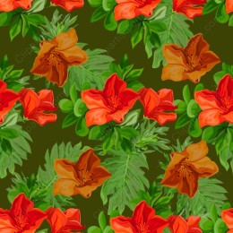 Vibrant Floral Pattern - Orange & Red Flowers