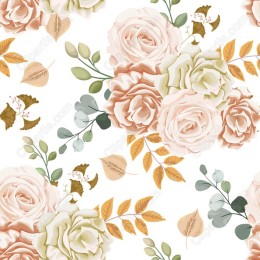 Elegant Floral Pattern - Pastel Roses and Leaves