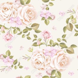 Elegant Floral Pattern with Blush Roses and Pink Blossoms
