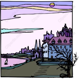 Coastal Serenity: Artistic Seaside Town