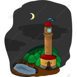 Whimsical Nighttime Clock Tower