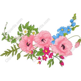 Exquisite Floral: Pink Poppies & Blue Blooms