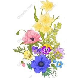 Spring Floral Arrangement - Daffodils, Poppies, and Pansies