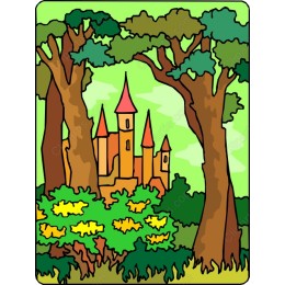 Whimsical Castle in Lush Forest